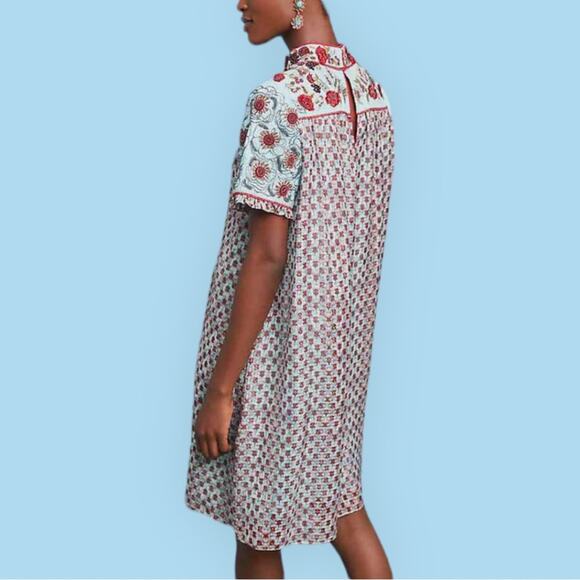 Anthropologie Blue Mini Dress - Picture 2 of 13